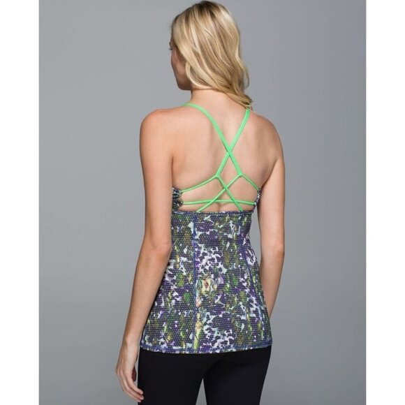 Lululemon Dancing Warrior Floral Sport White Multi & Pistachio Athletic Tank 6 - Picture 1 of 6